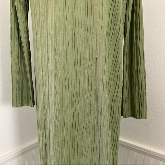 Stateside Knit Plisse Cardigan Duster Open Front Pockets Green Size M - Picture 12 of 15